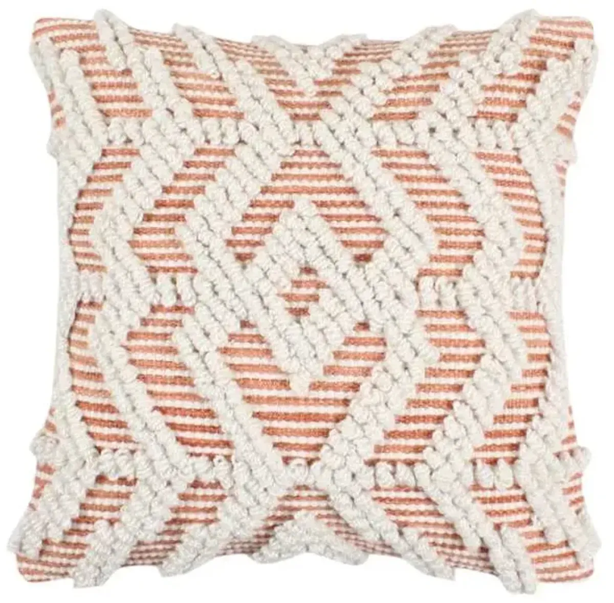 Tracey Boyd Dark Orange Diamond Embroidered Square Outdoor Throw Pillow, 18"