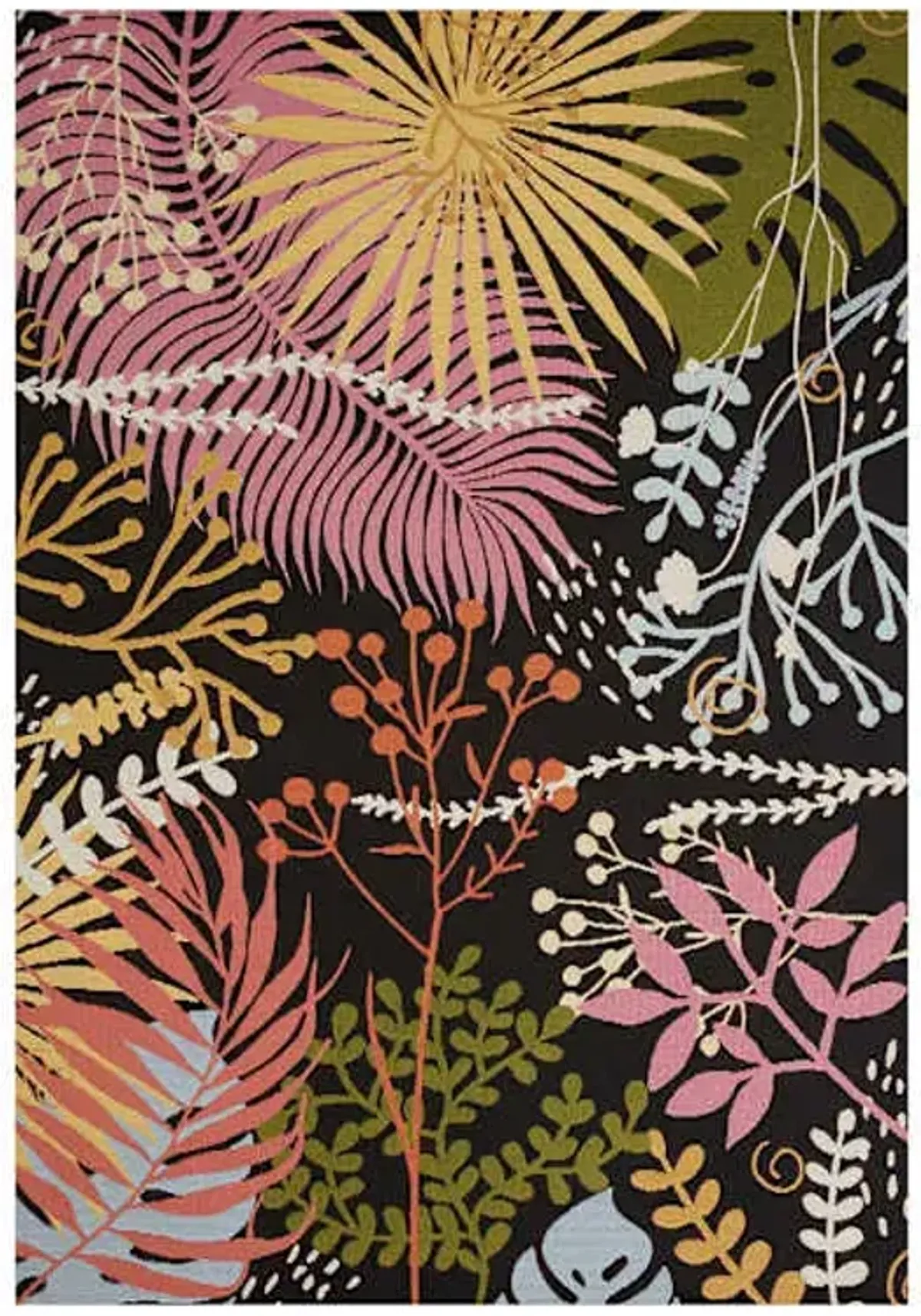 (E501) Multicolored Floral Blossoms Outdoor Area Rug, 5x8