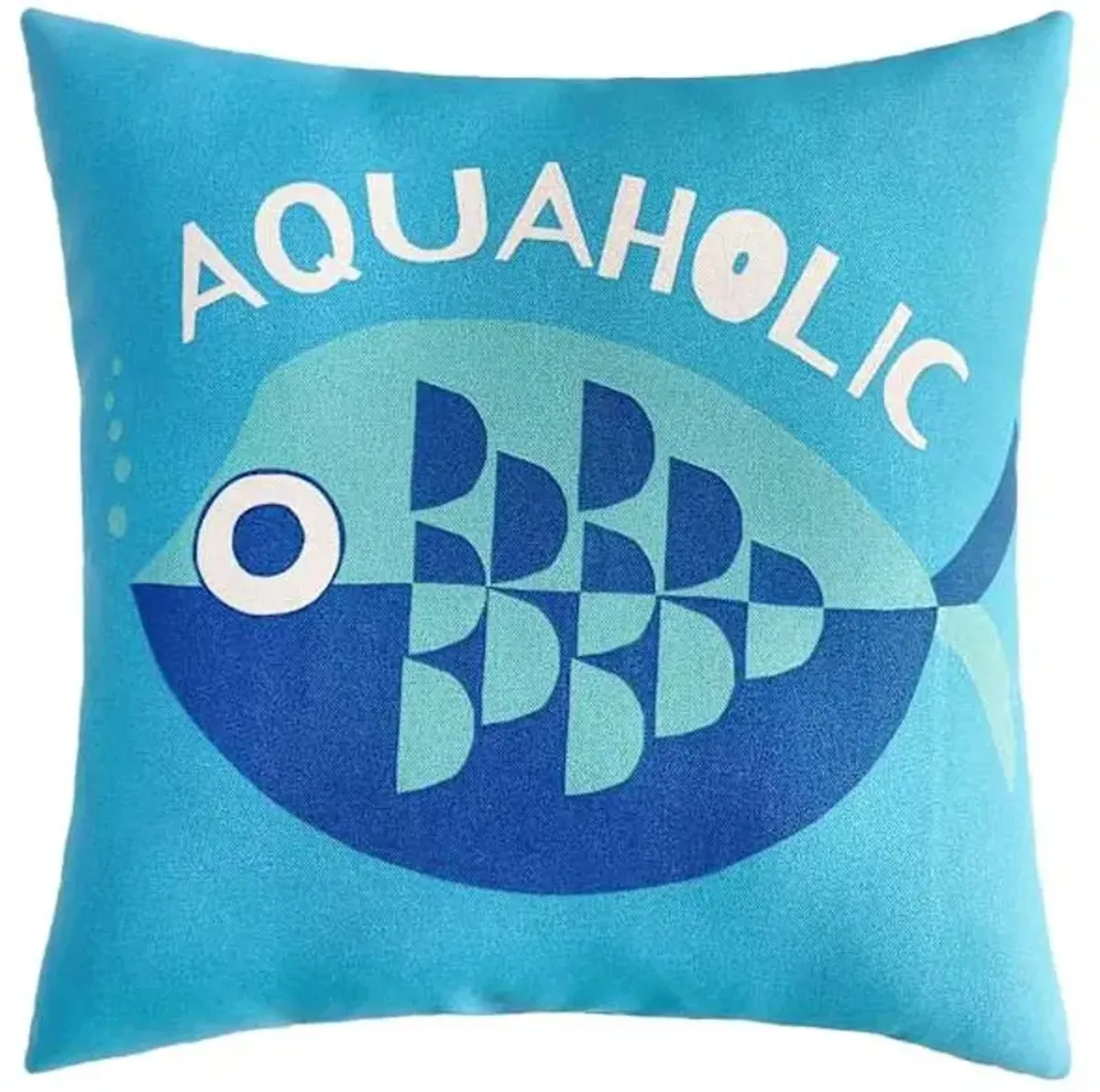 Blue Fish Aquaholic Square Outdoor Throw Pillow, 17"