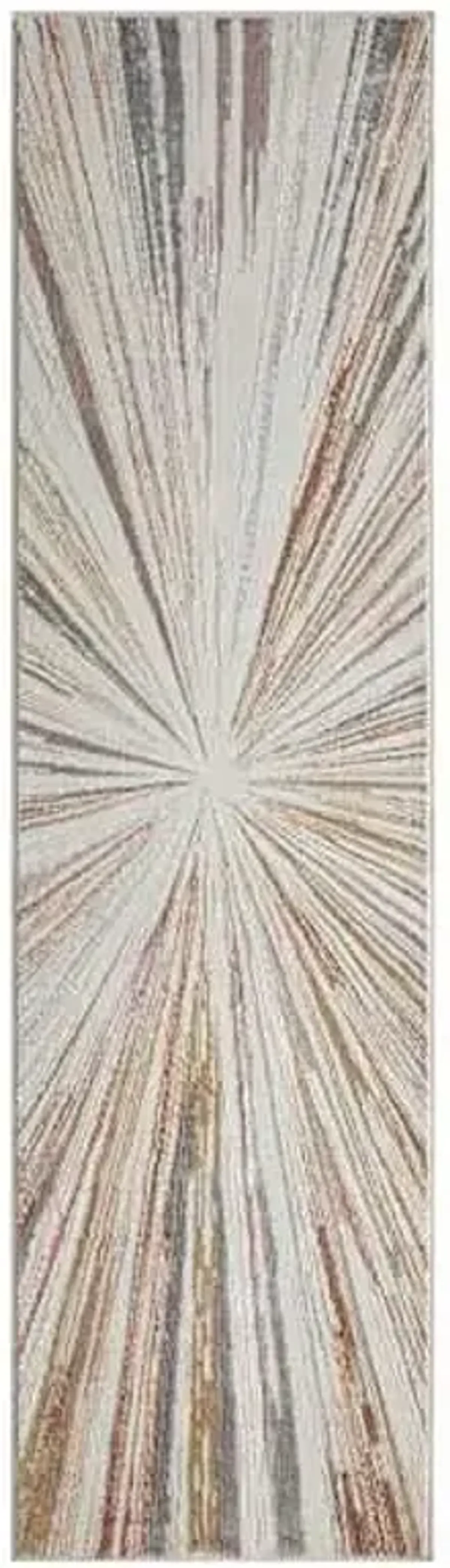 (B872) Crestline Neutral & Grey Abstract Burst Runner, 2x8