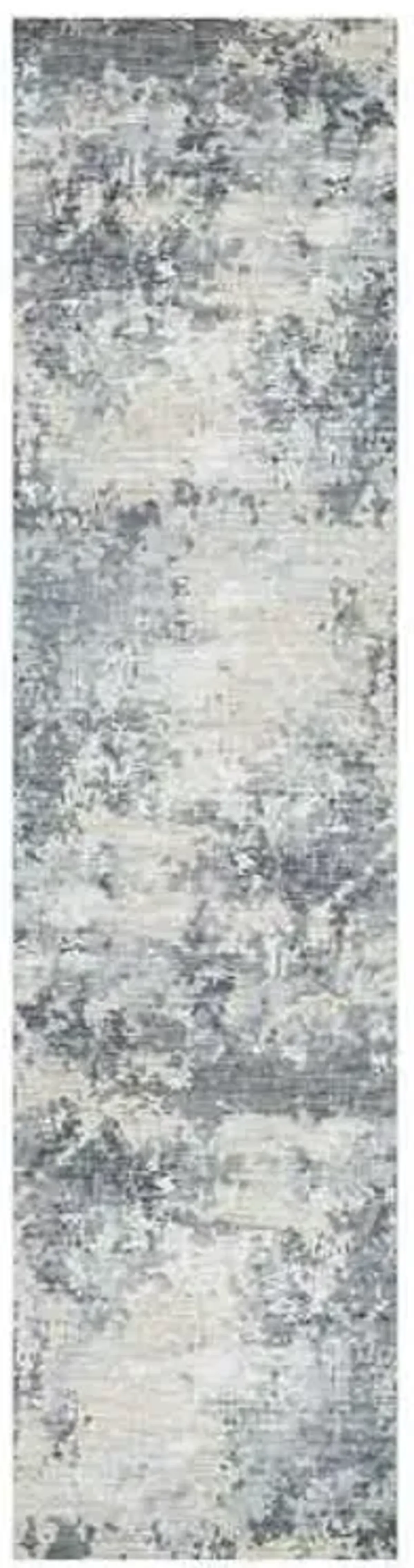 (B875) Crosby St. Dove Grey Splash Patterned Washable Runner, 2x8