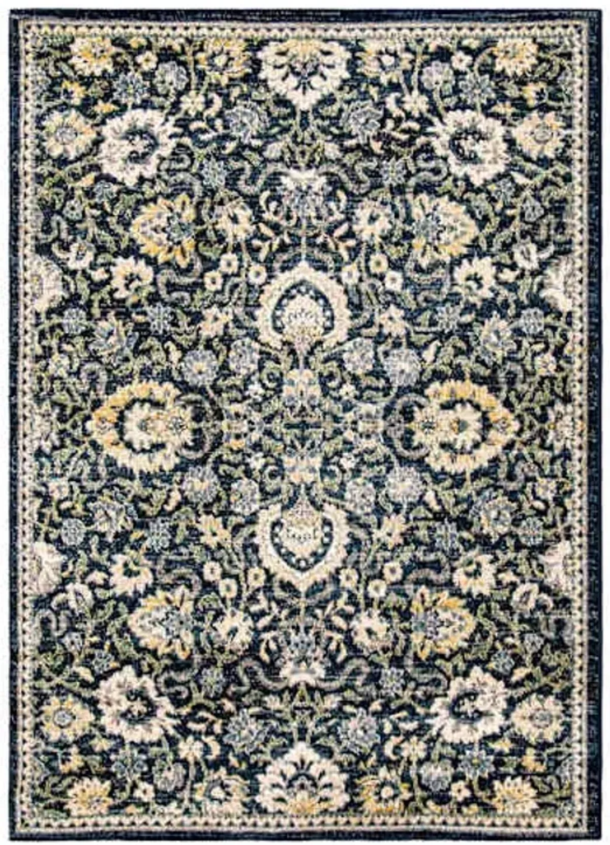 (A519) Olivia Navy Floral Area Rug, 5x7