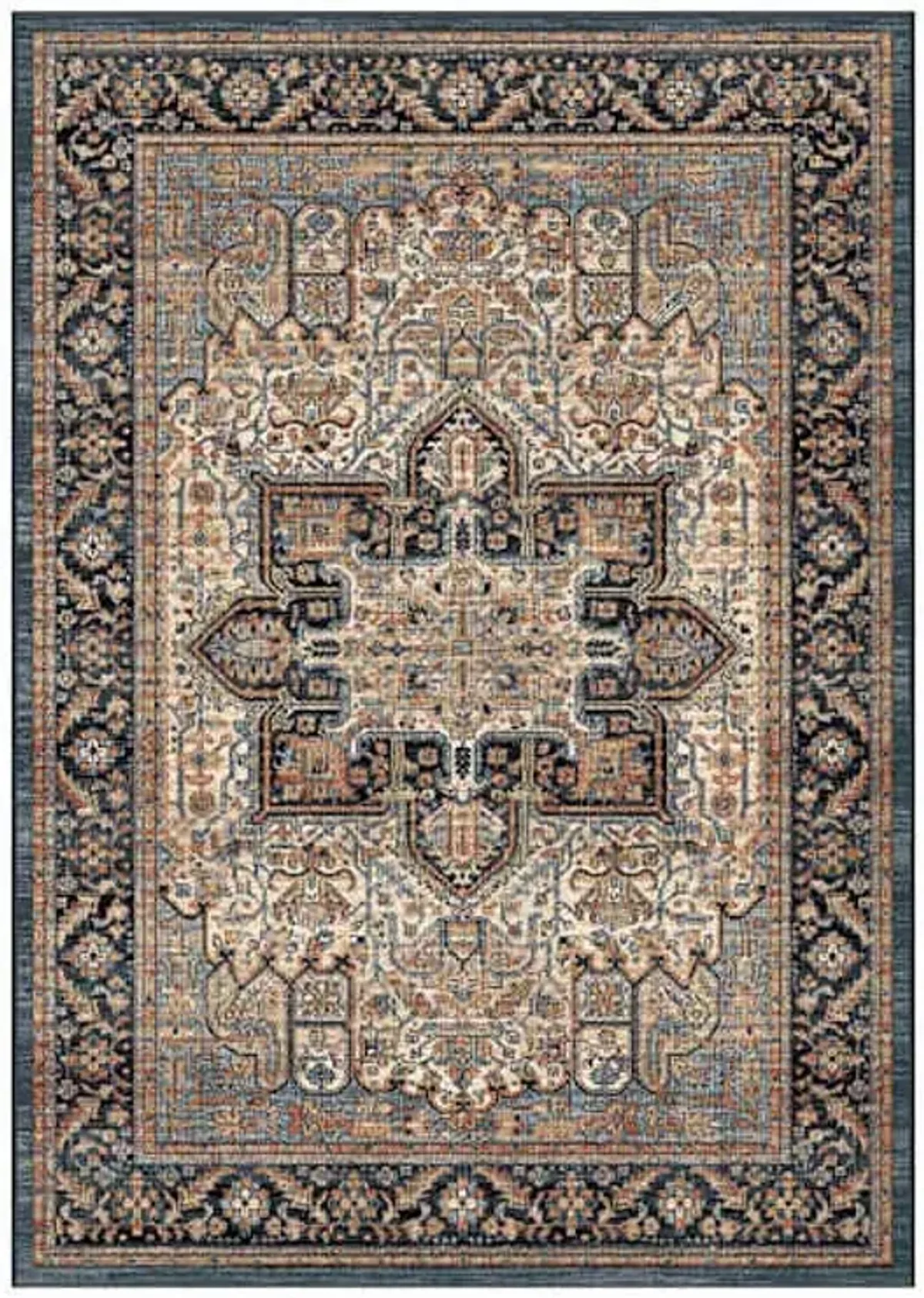 (A518) Ushak Blue Medallion Area Rug, 5x7