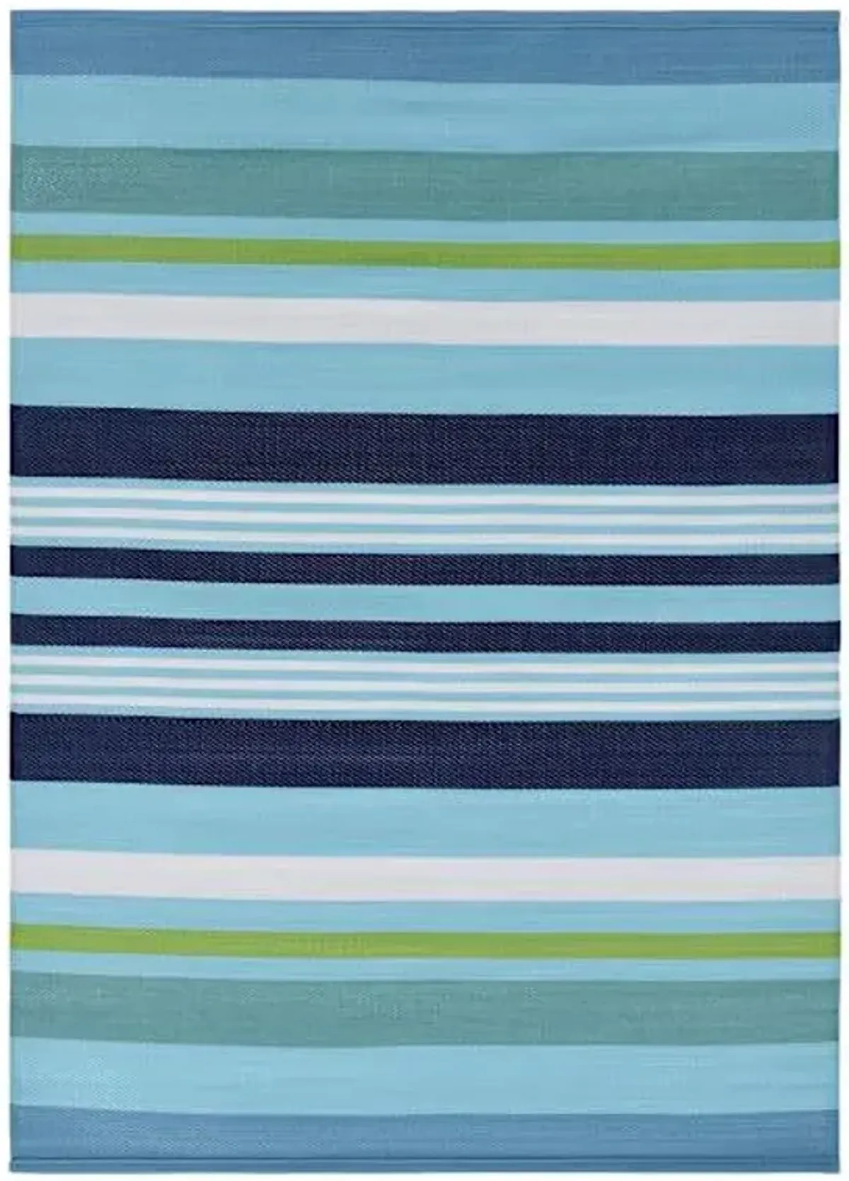 Blue Striped Plastic Outdoor Area Rug, 5x7