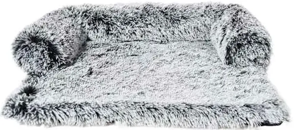 Grey Faux Fur Pet Couch Sofa, Medium