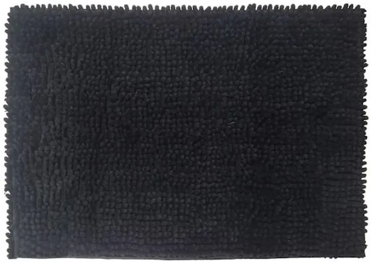 Essential Noodle Black Bath Rug, 20x34