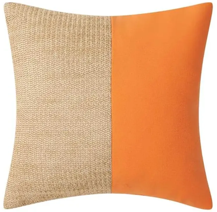 Orange Color Block Square Outdoor Throw Pillow, 18"