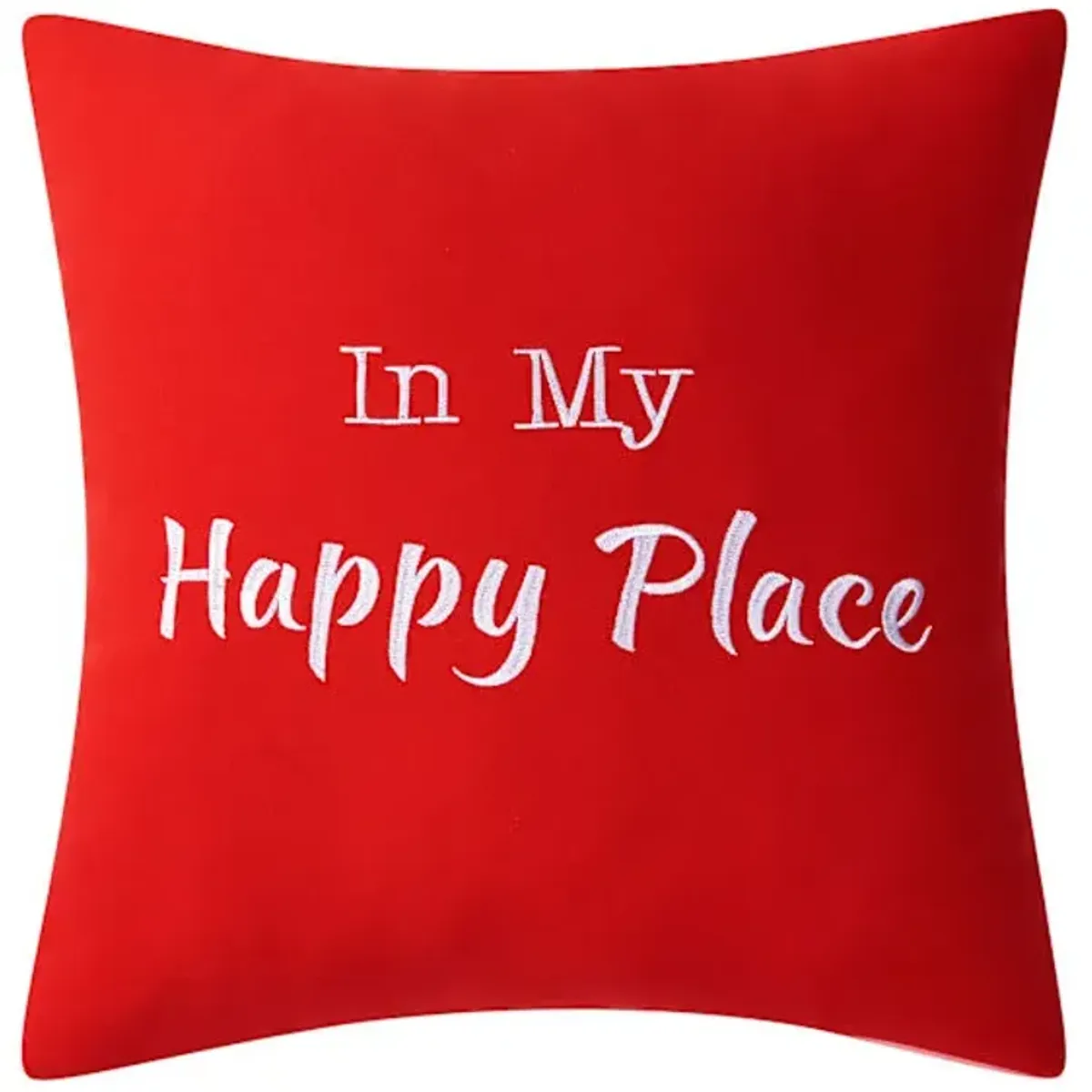 In My Happy Place Coral Square Outdoor Throw Pillow, 18"