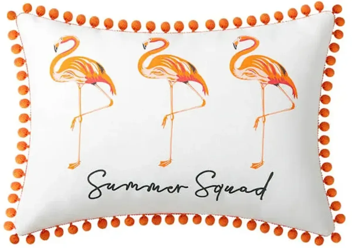Flamingo Summer Squad Lumbar Outdoor Throw Pillow, 13x18