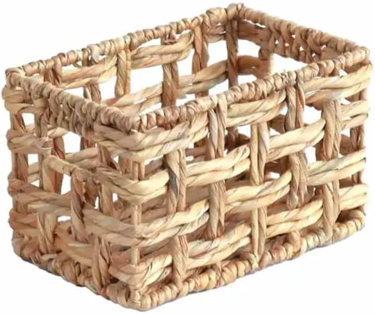 Honeybloom Rectangle Weave Water Hyacinth Storage Basket, Small