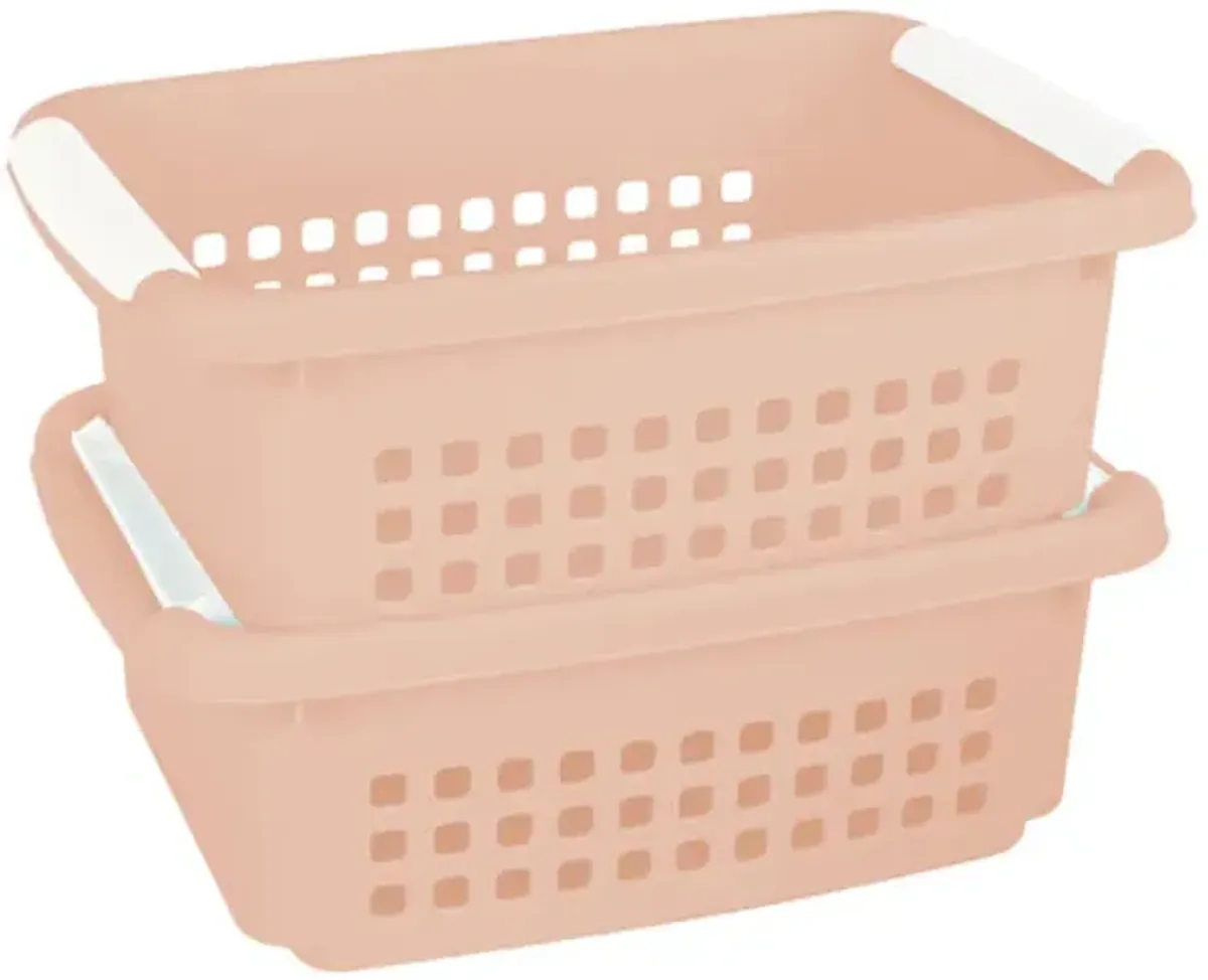 2-Pack Blush Stacked Nest Storage Basket, Small