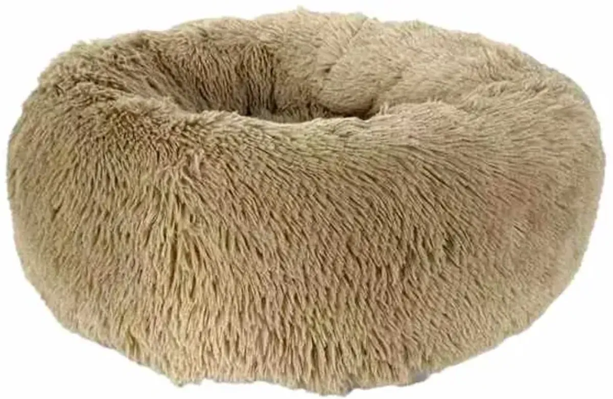 Round Taupe Eyelash Pet Cuddler, 23"