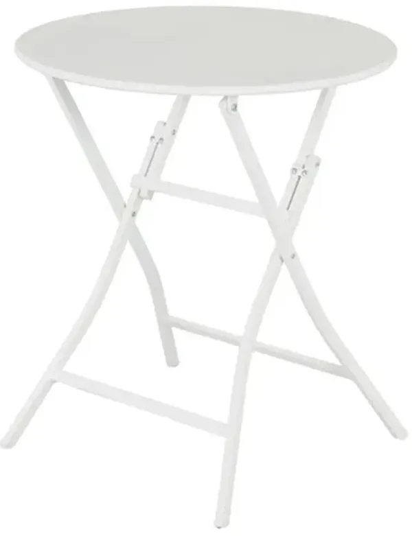 Providence Metal Patio Folding Table, White