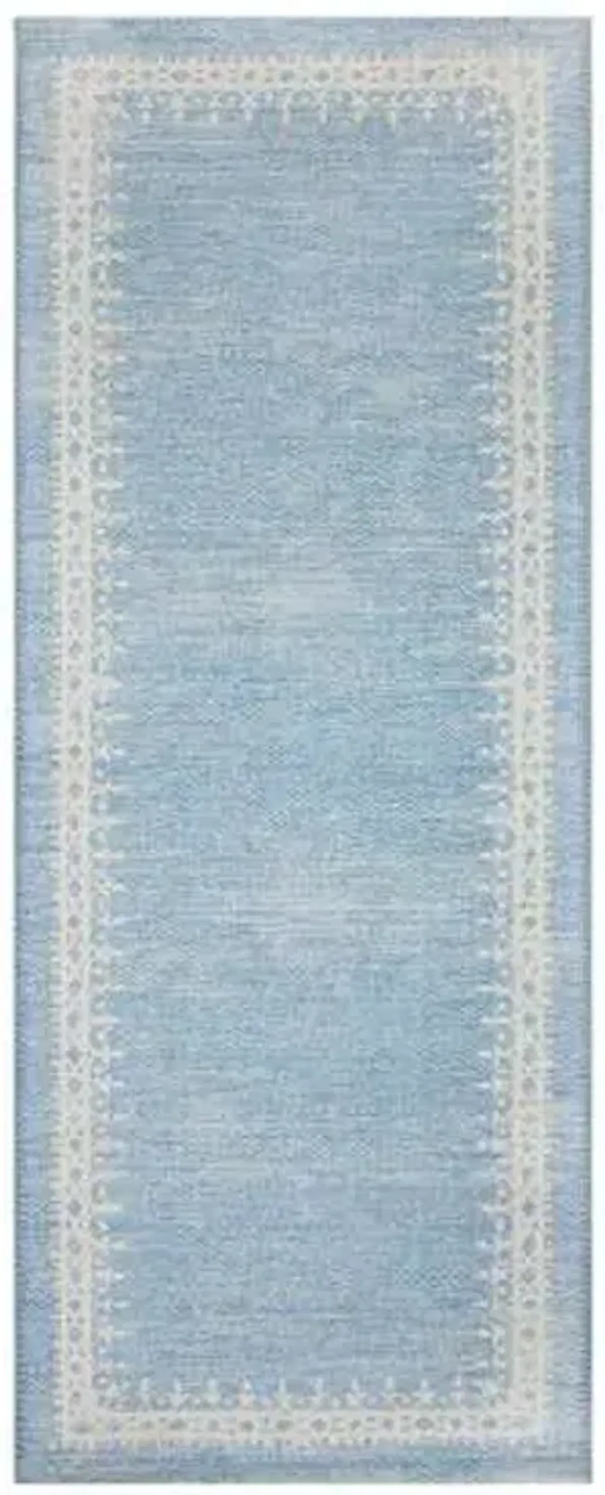 Light Blue Washable Kitchen Runner with Gelback, 2x5