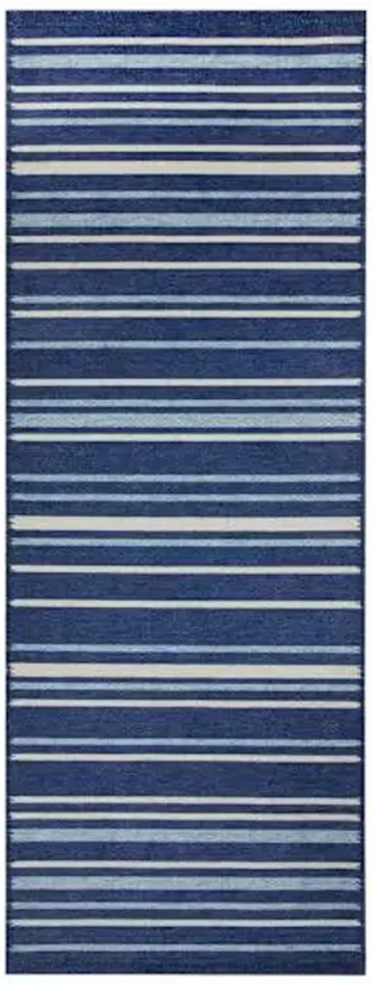 Blue Striped Washable Kitchen Runner with Gelback, 2x5