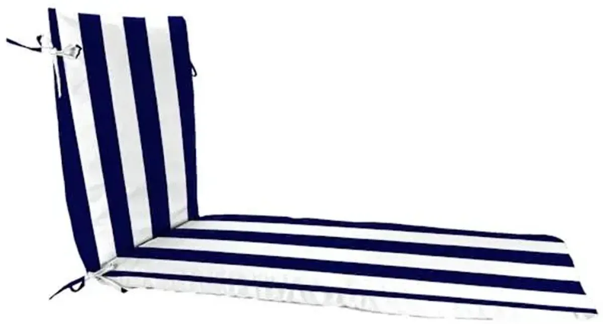 Providence Navy Blue Awning Stripe Outdoor Chaise Lounge Cushion
