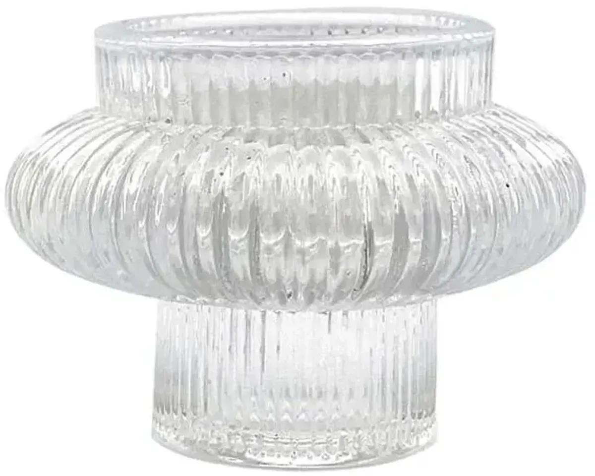Clear Dual Side Glass Candle Holder, 2.2"
