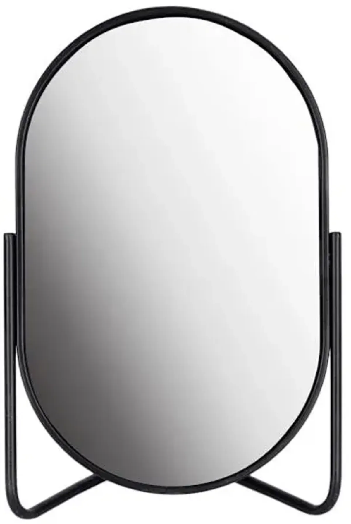 Oval Black Metal Tabletop Mirror, 11"