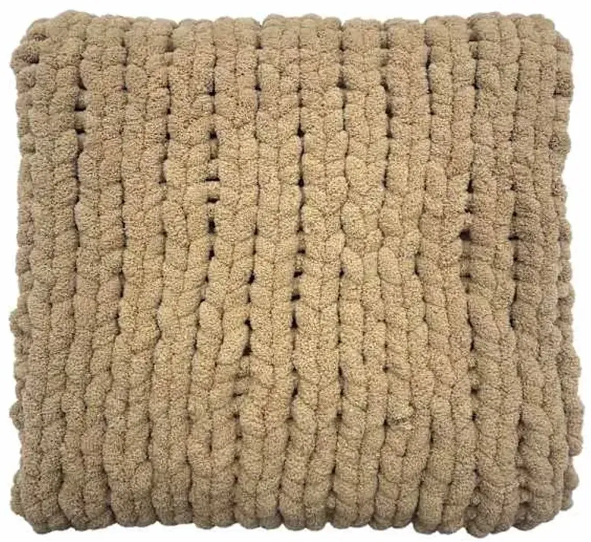 Honeybloom Tan Chunky Knit Throw Blanket, 50x60