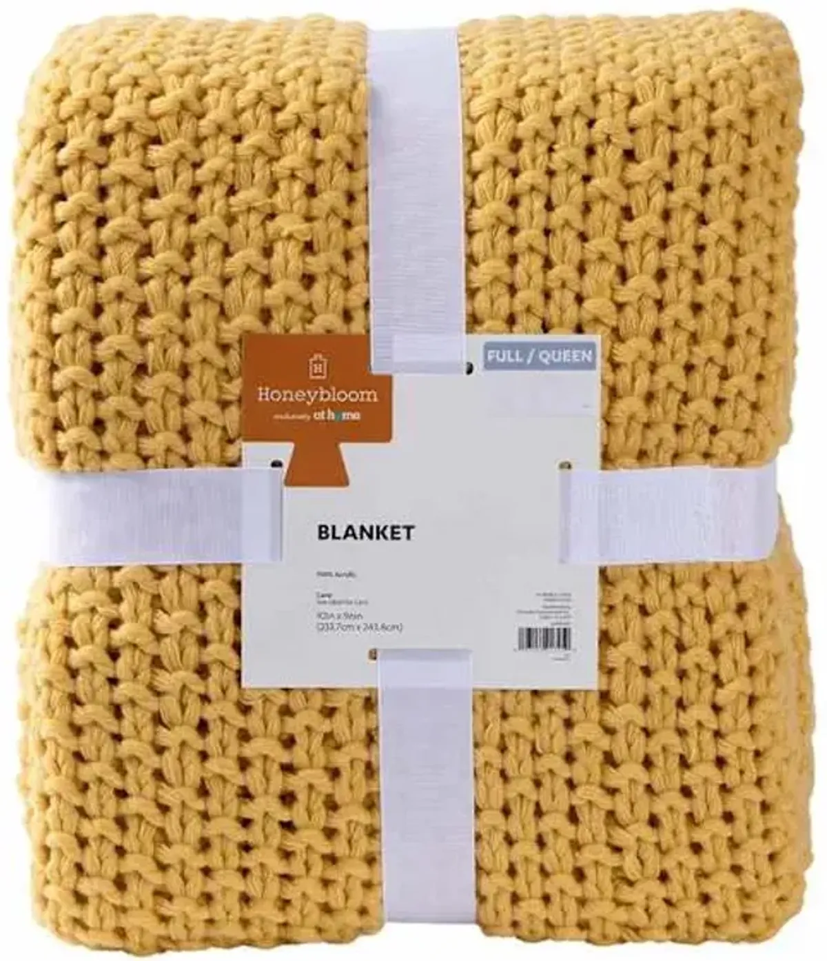 Yellow Sweater Knit Bed Blanket, Full/Queen