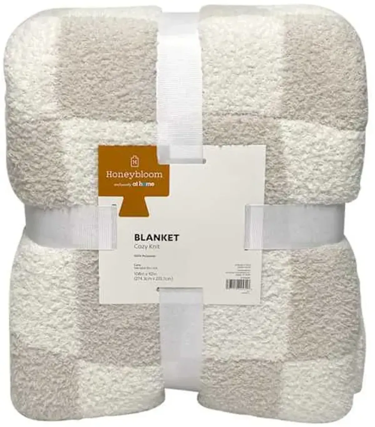 Light Grey Checkered Cozy Knit Bed Blanket, King