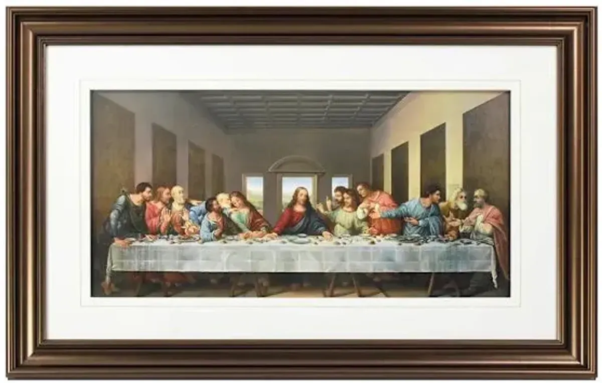Glass Framed The Last Supper Print Wall Art, 27x17