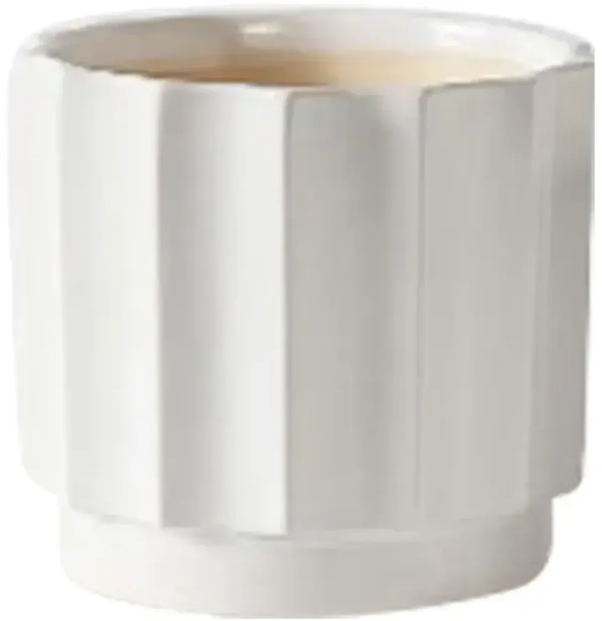 Indoor White Wide Fluted Ceramic Pot, Small