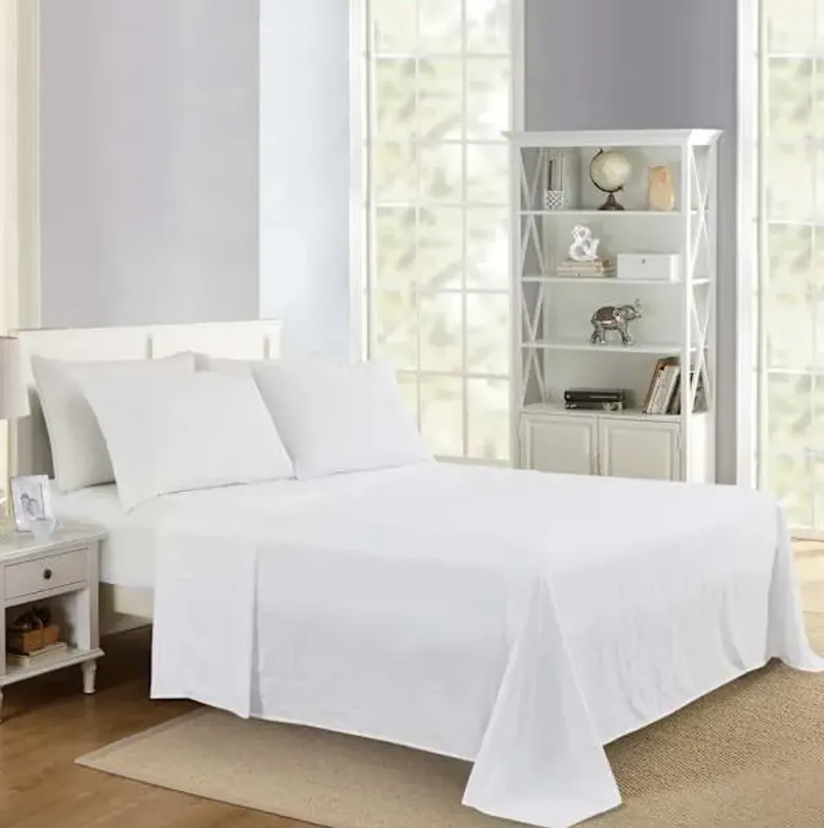 4-Piece Bright White Super Soft Microfiber Sheet Set, Full