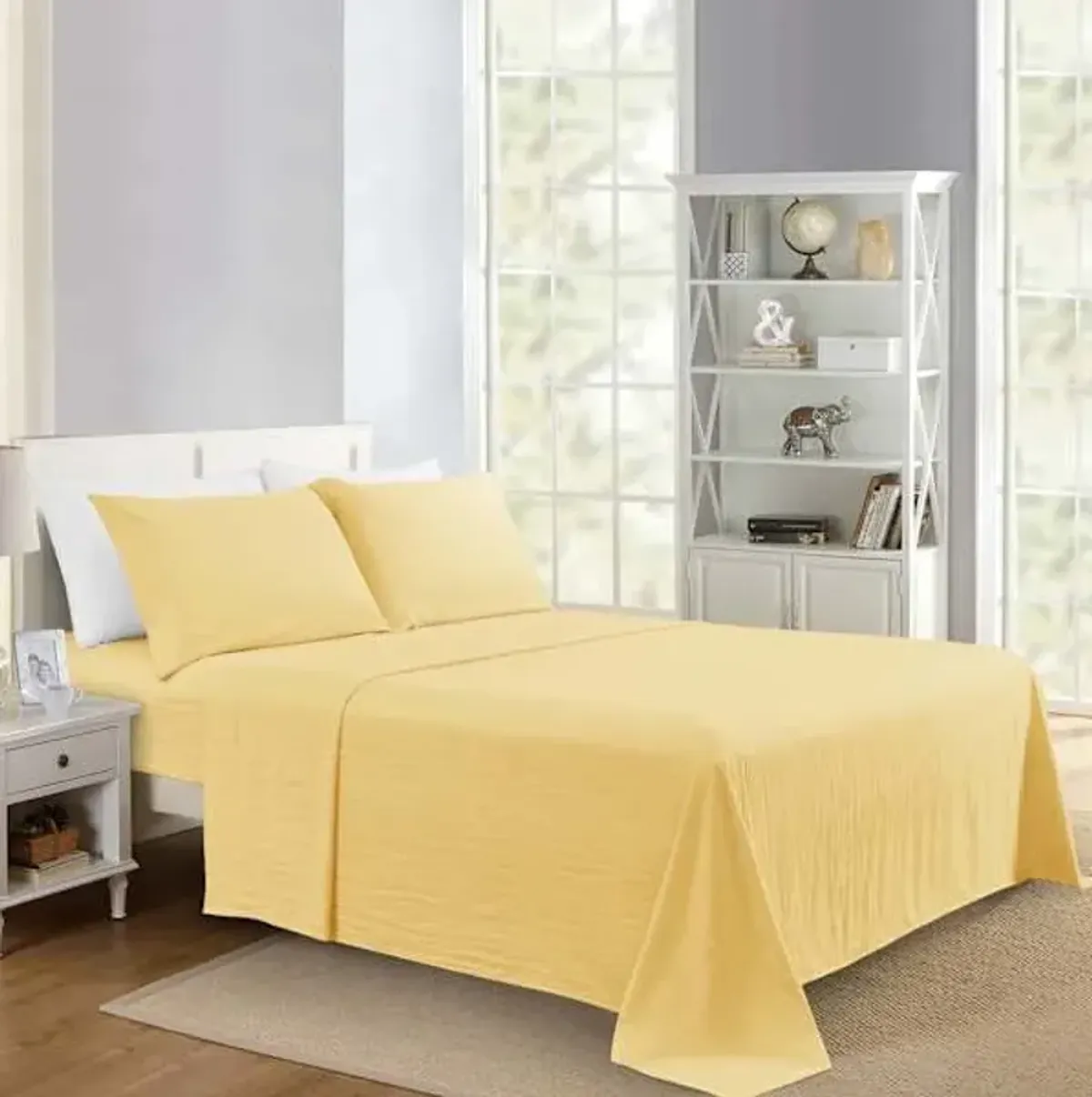 4-Piece Sunlight Yellow Super Soft Microfiber Sheet Set, Full
