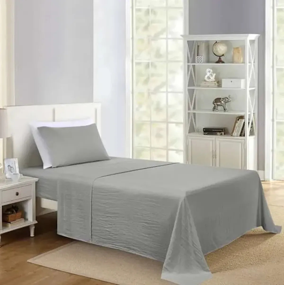 3-Piece Mockingbird Grey Super Soft Microfiber Sheet Set, Twin/Twin XL