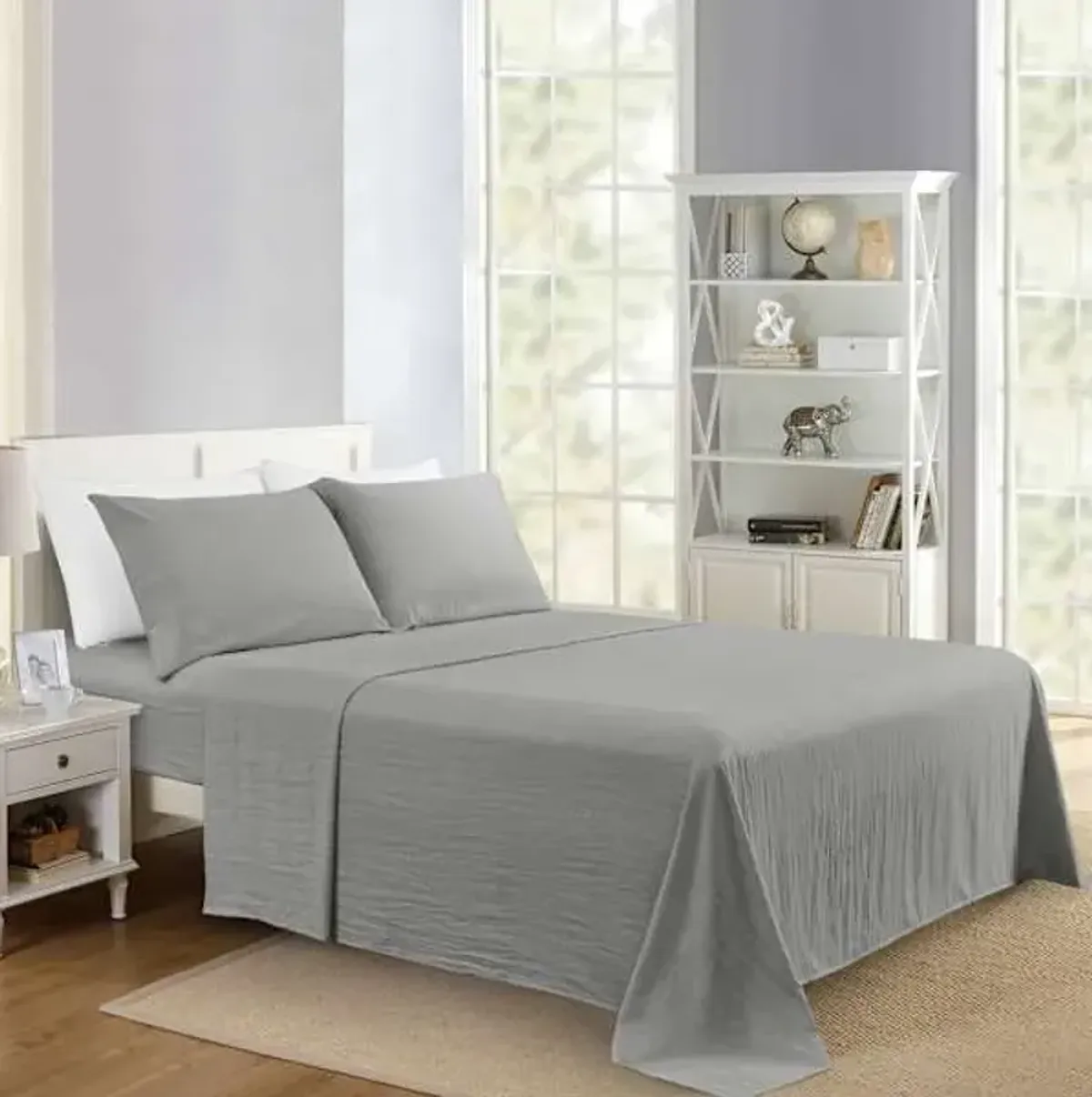 4-Piece Mockingbird Grey Super Soft Microfiber Sheet Set, King