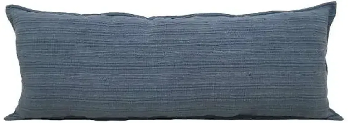 Blue Striped Slub Throw Pillow, 14x36