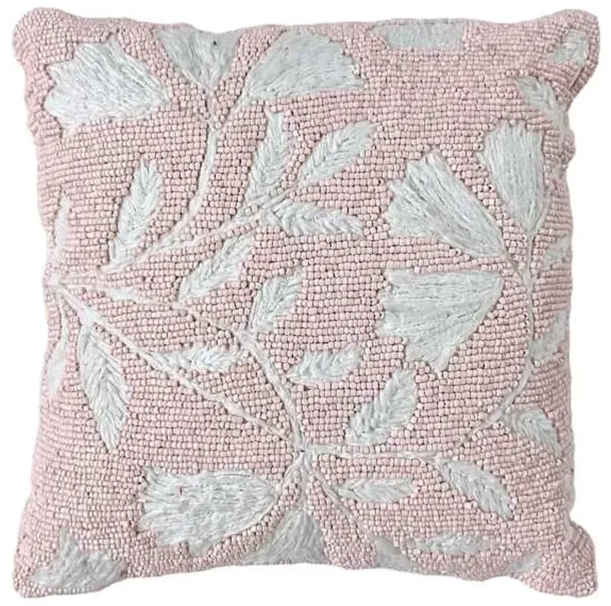 Tracey Boyd Pink Floral Beaded Throw Pillow, 12"