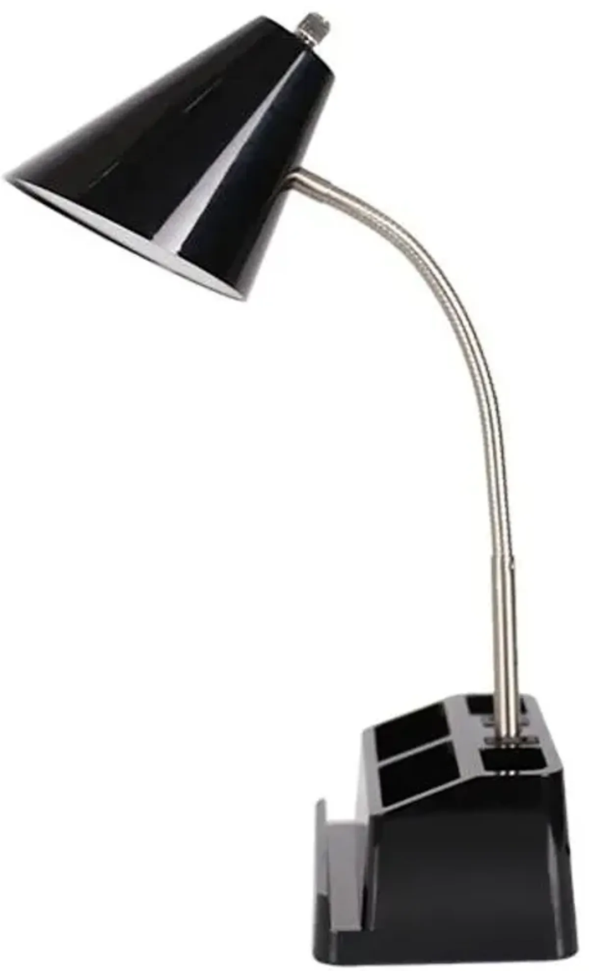Black Task Organizer Lamp, 16"