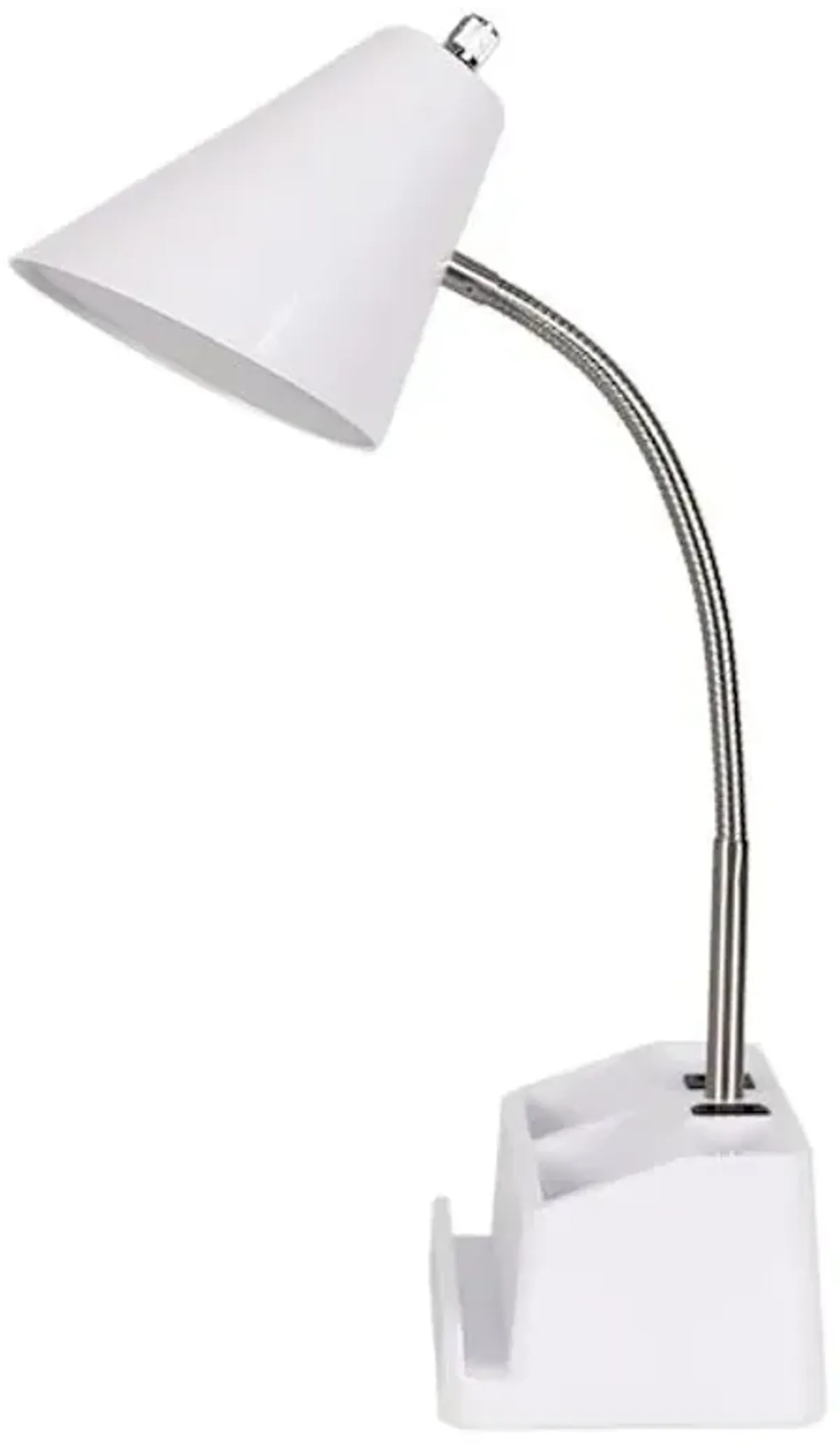 White Task Organizer Lamp, 16"