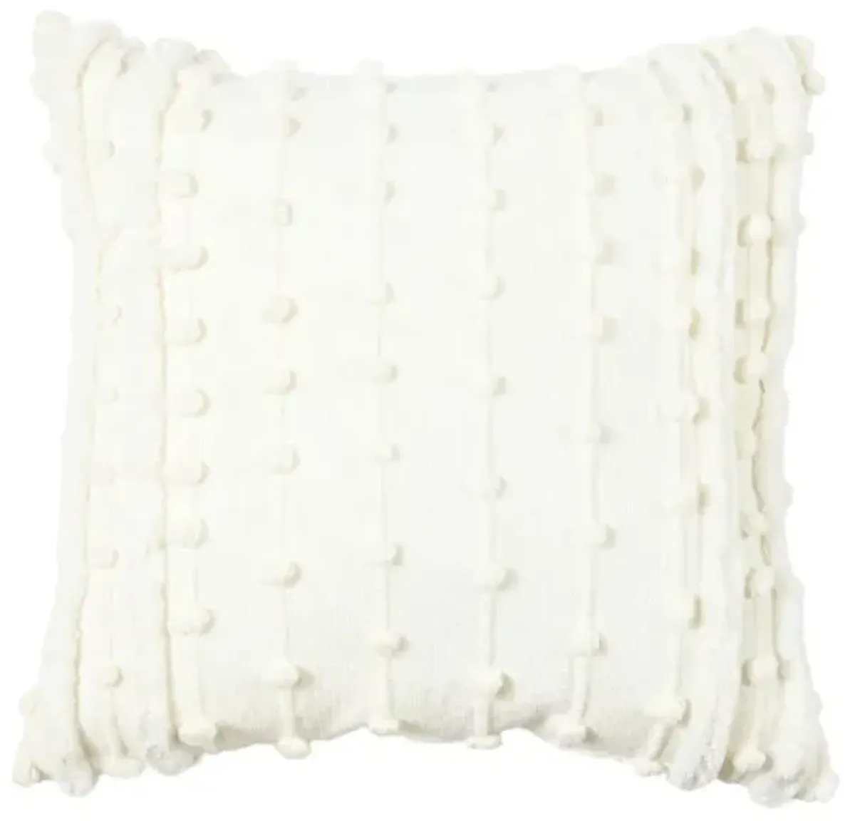 White Woven Tufted Throw Pillow, 18"