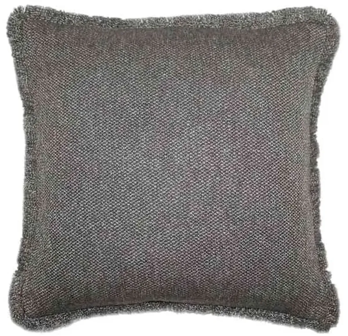 Found & Fable Dark Grey Solid Woven Fringe Outdoor Throw Pillow, 18"