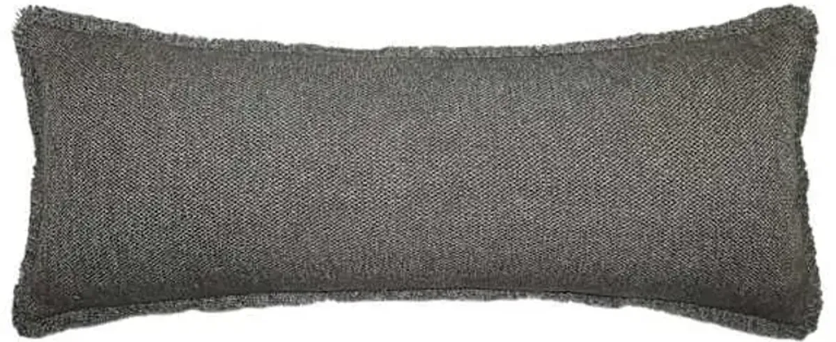 Found & Fable Solid Dark Grey Woven Throw Pillow with Fringe, 14x36