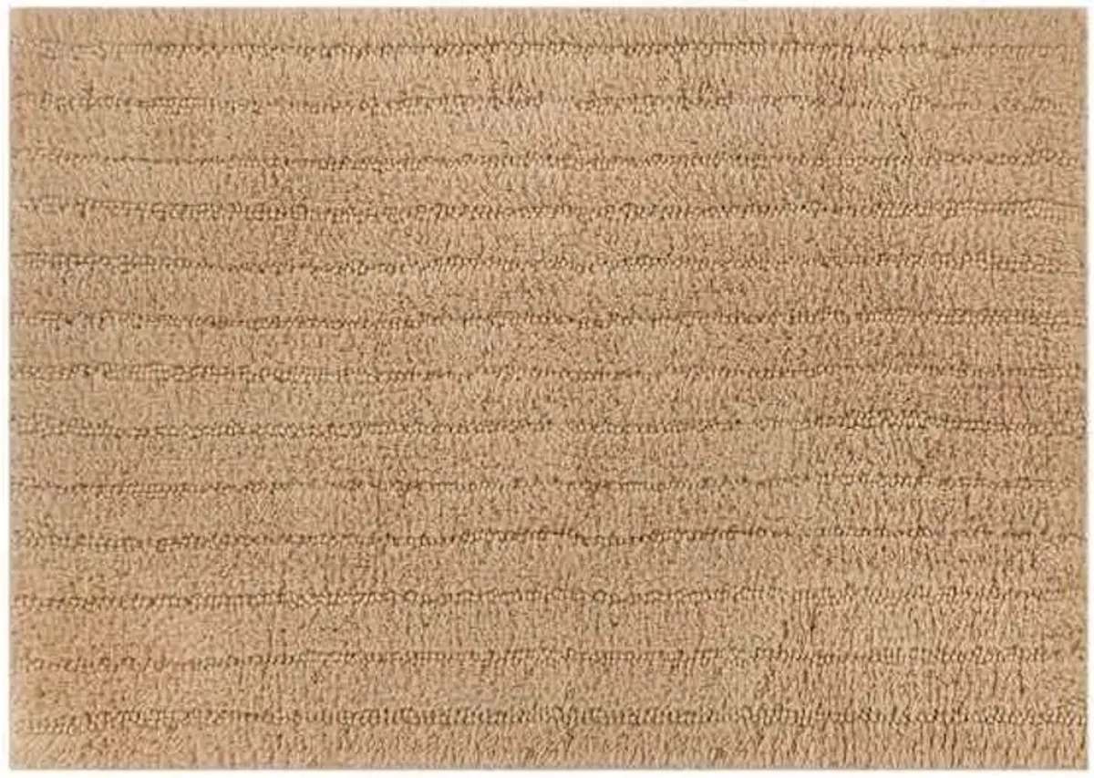 Tan Striped High-Low Bath Rug, 17x24