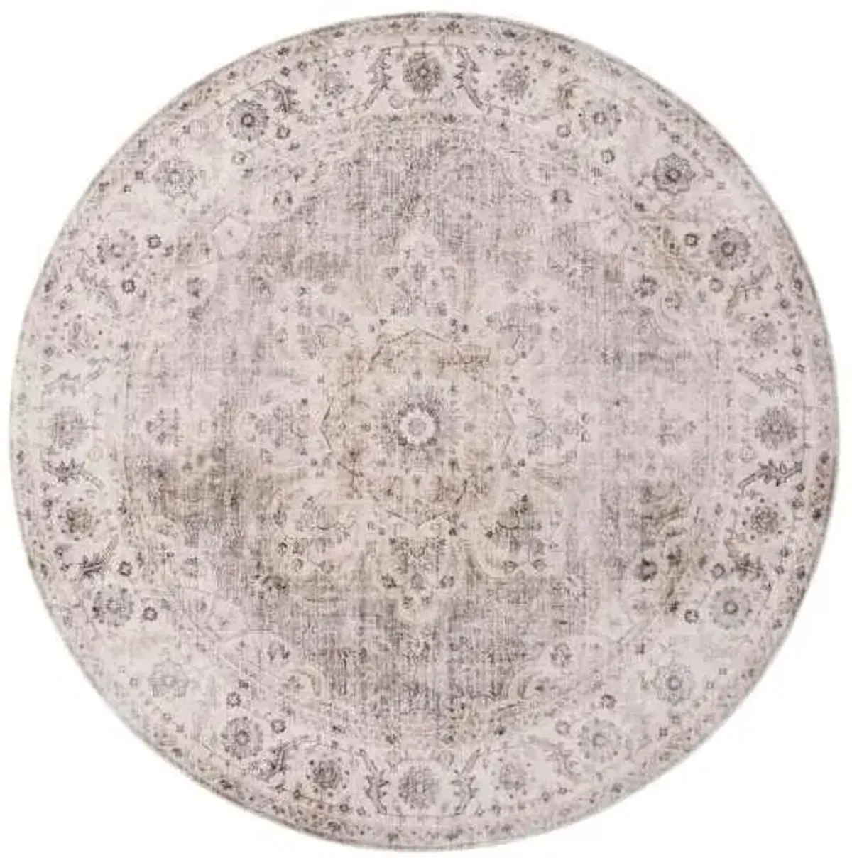 (D605) Honeybloom Jaden Medallion Neutral Round Rug, 6.5'