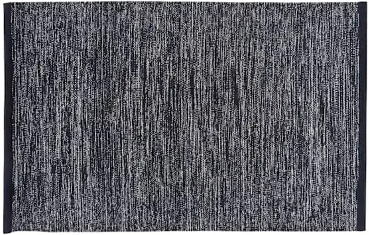 Black Melange Cotton Accent Rug, 27x45