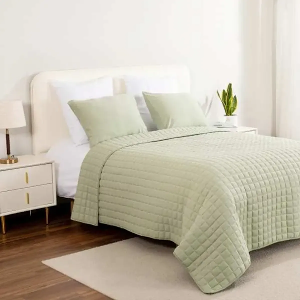 Green Soft Knit Jersey Quilt, Full/Queen