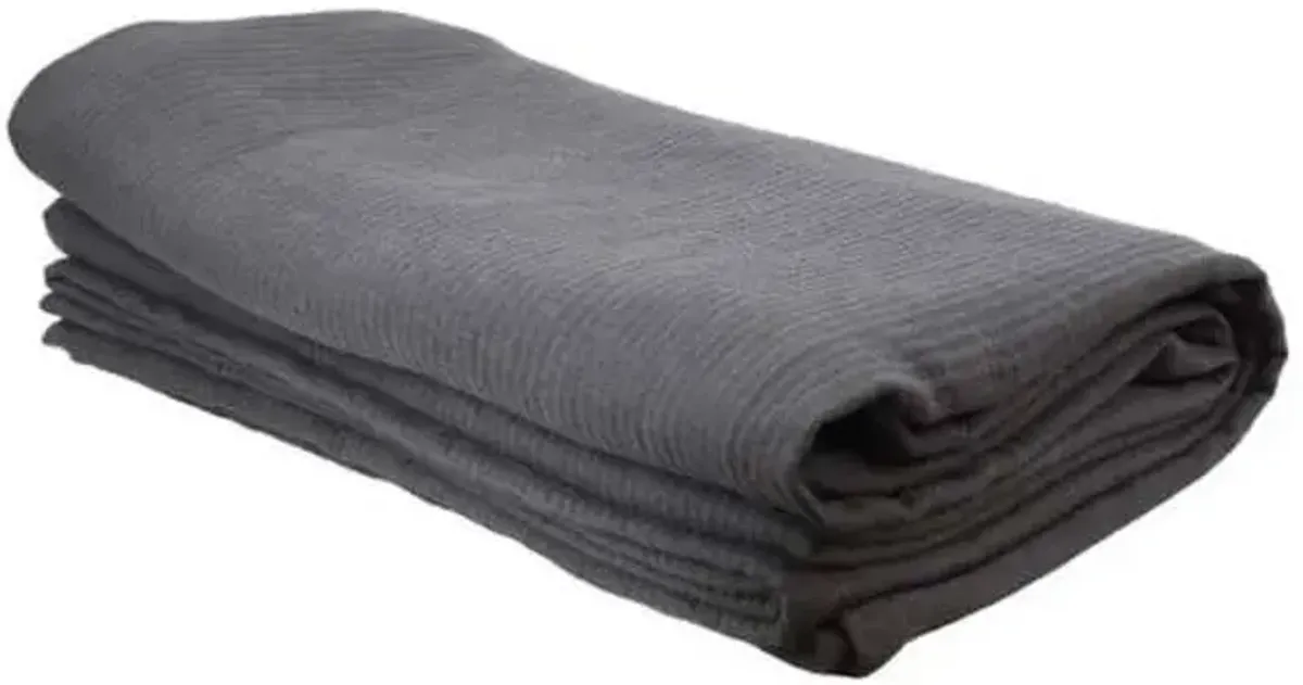 3-Piece Dark Grey Cotton Dash Matelasse Coverlet Set, Full/Queen