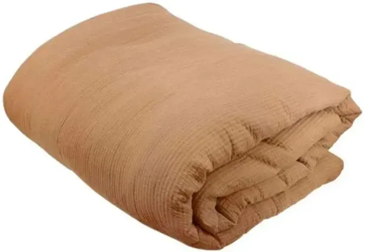 3-Piece Brown Cotton Dash Matelasse Comforter Set, Full/Queen