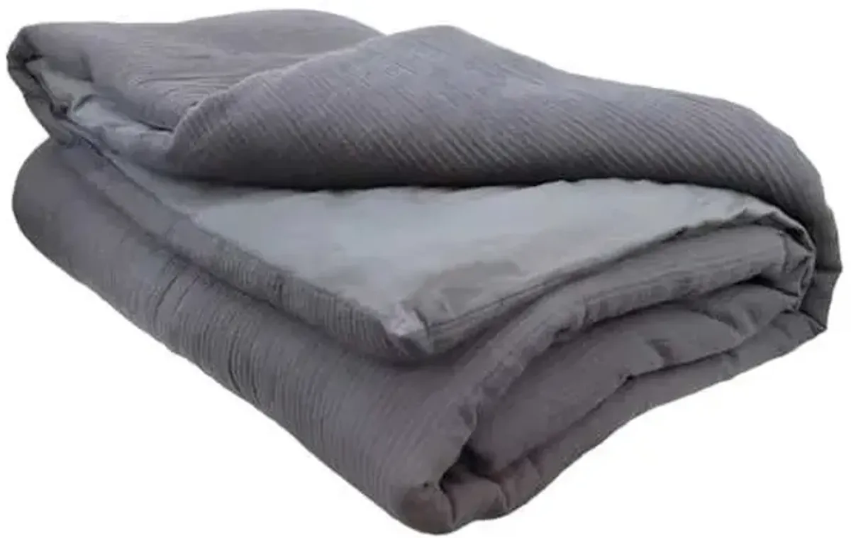 3-Piece Dark Grey Cotton Dash Matelasse Comforter Set, Full/Queen