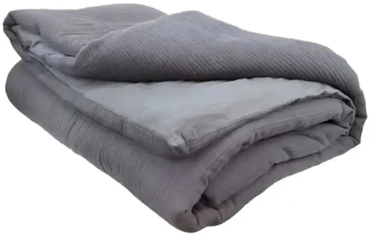3-Piece Dark Grey Cotton Dash Matelasse Comforter Set, King