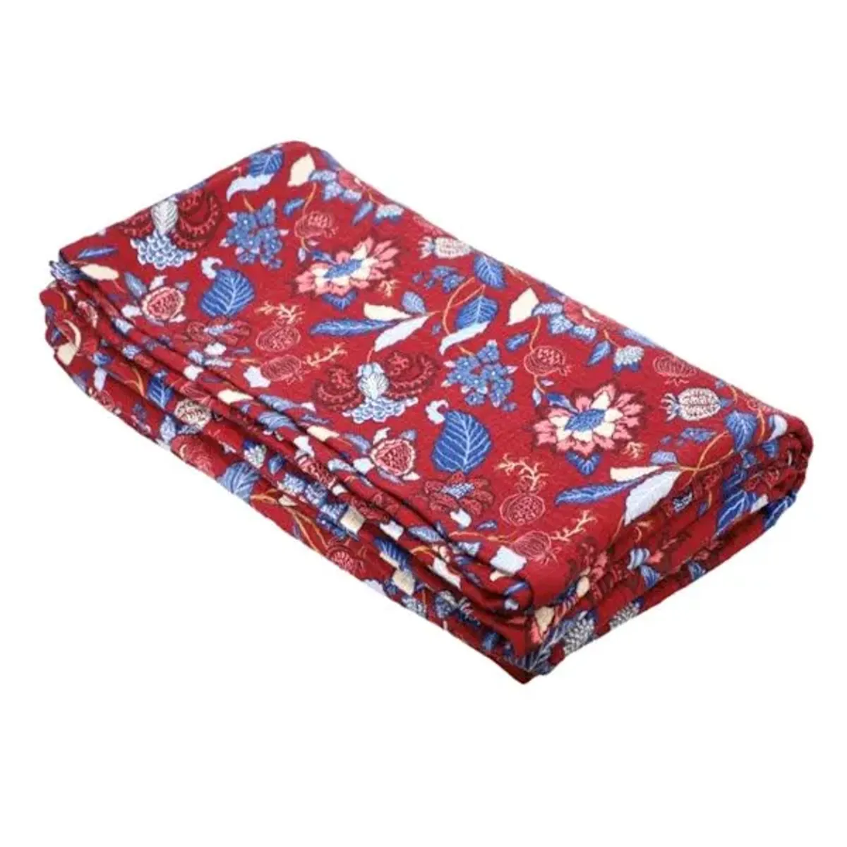 3-Piece Red Cotton Jacobean Pin Dot Jacquard Coverlet Set, King