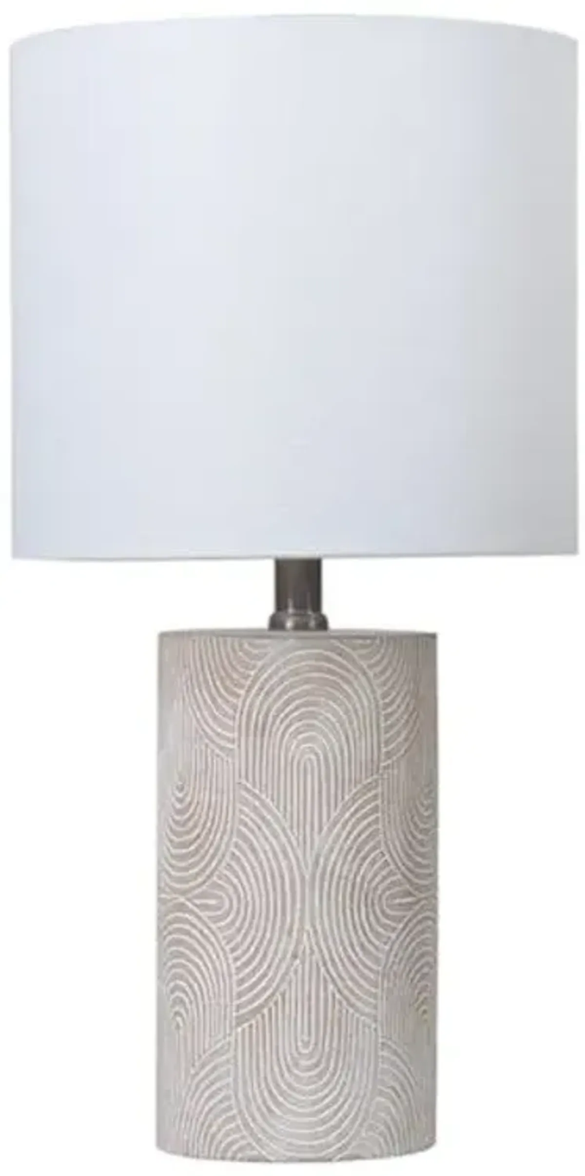 White Washed Carved Floral Small Table Lamp with Shade, 19"