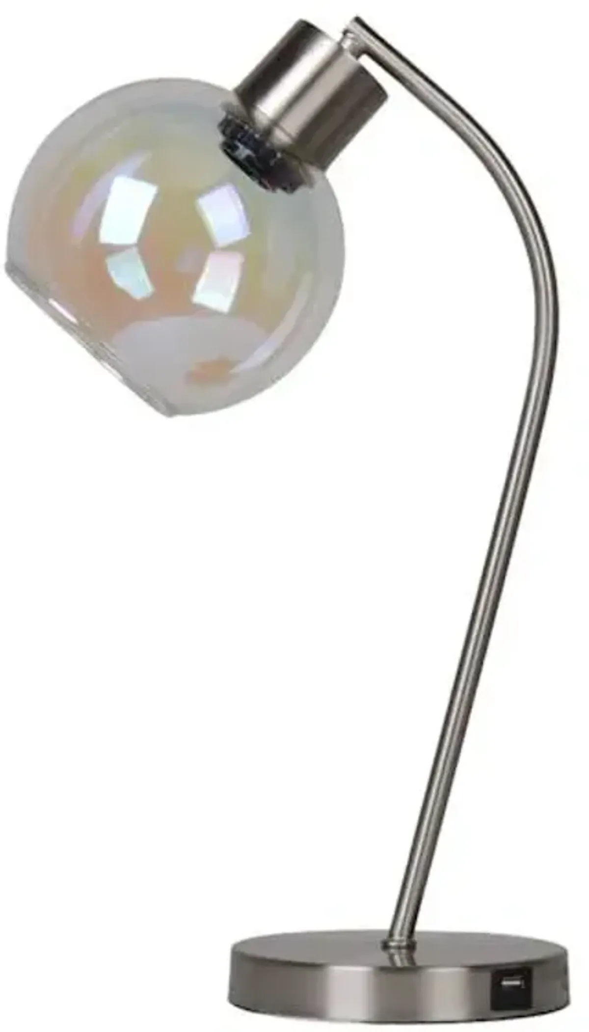 Silver Task Lamp with Iridescent Shade, 17"