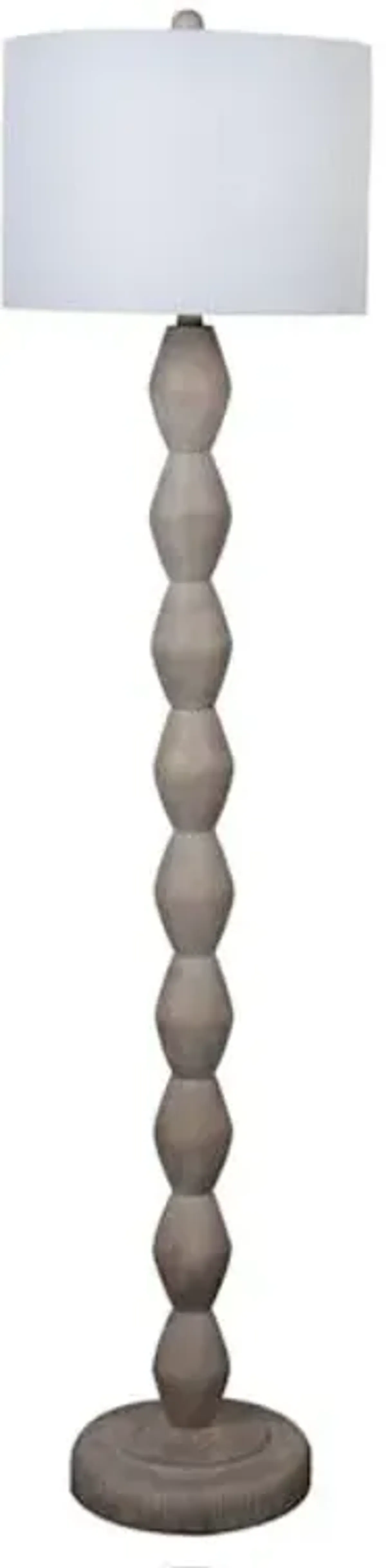 Found & Fable Wood Finish Stacked Floor Lamp with White Fabric Drum Shade, 60"